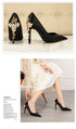 Elegant Crystal-Embellished Silk Pointed Toe Pumps for Women - Luxurious High Heels Perfect for Bridal and Evening Wear, Sexy Dress Shoes with Thin Heels